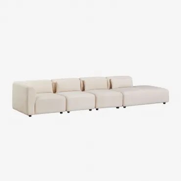 Sofa Modułowy Narożny 4-częściowy Z Prawym Szezlongiem Fogler Sztruks Beż Lniany - Sklum
