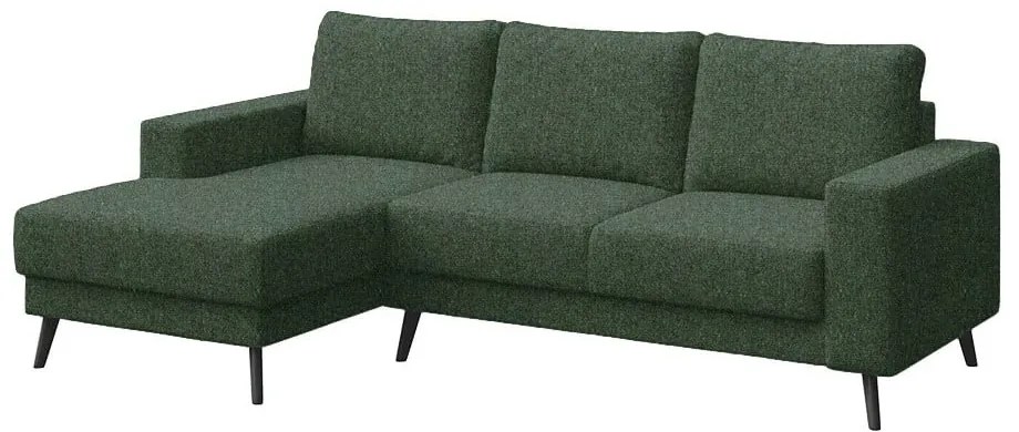 Ciemnozielony narożnik (lewostronny/z szezlongiem) Fynn – Ghado