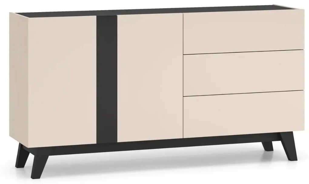 Komoda FREYA 03 2D3S 160 kaszmirowa/czarna ML MEBLE