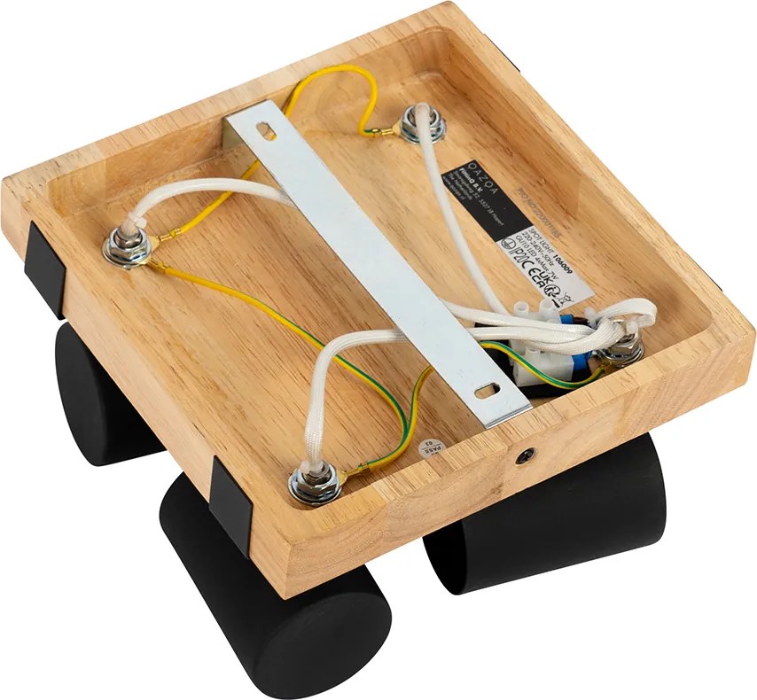 Lampa sufitowa czarna z drewnem 4-punktowa regulowana prostokątna - Jeana