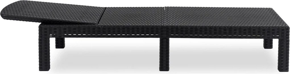 Fotel Ogrodowy Leżak LUIZJANA Technorattan Czarny/Szary