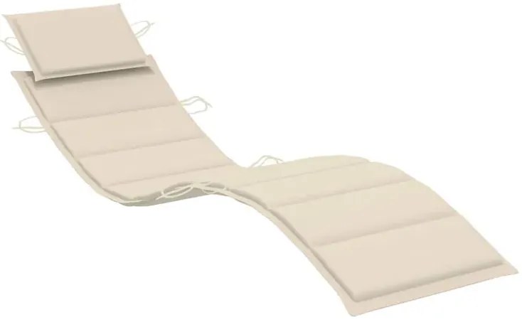 Kremowy jednoosobowy drewniany leżak ogrodowy F7-R64