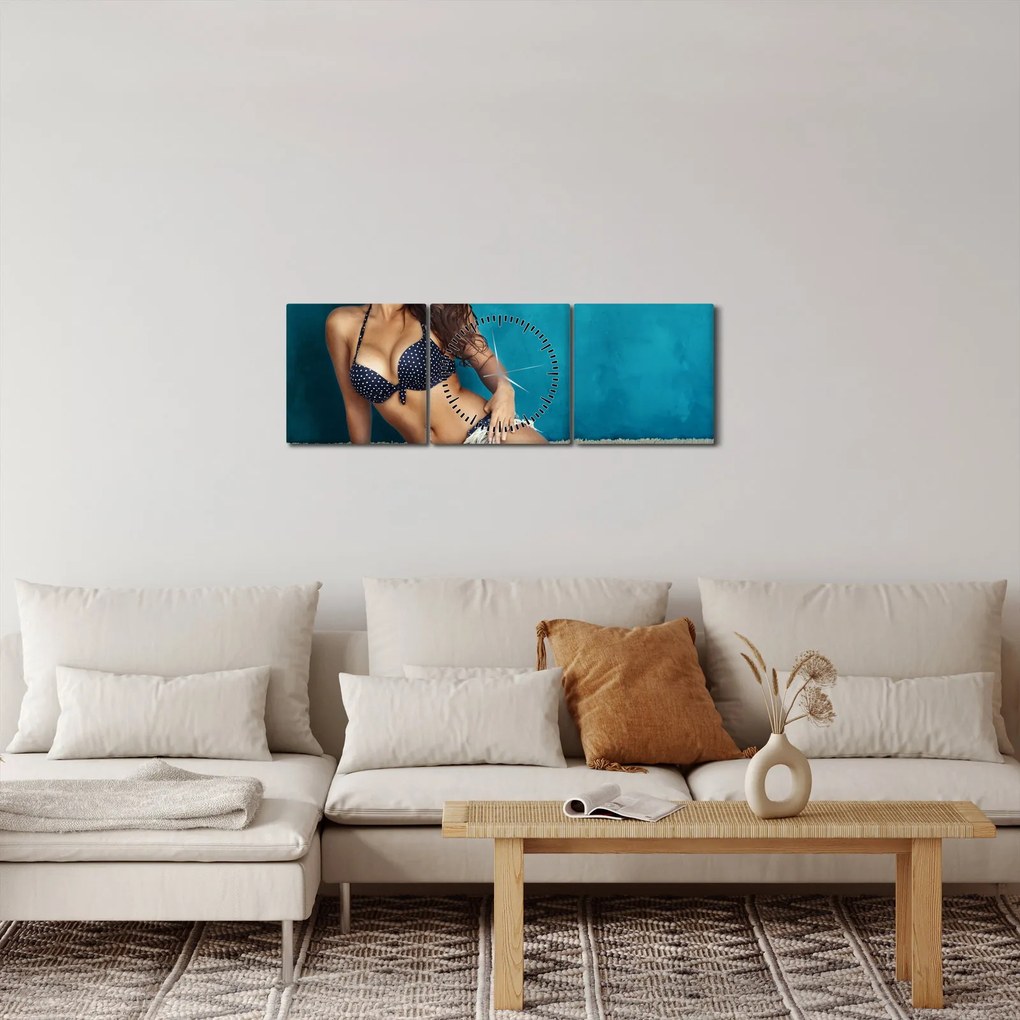 Obraz - Pozowanie kobiet (z zegarem) (90x30 cm)