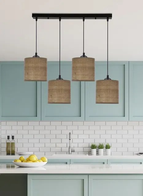 Orzechowa lampa wisząca z czterema kloszami V177 C5-L39