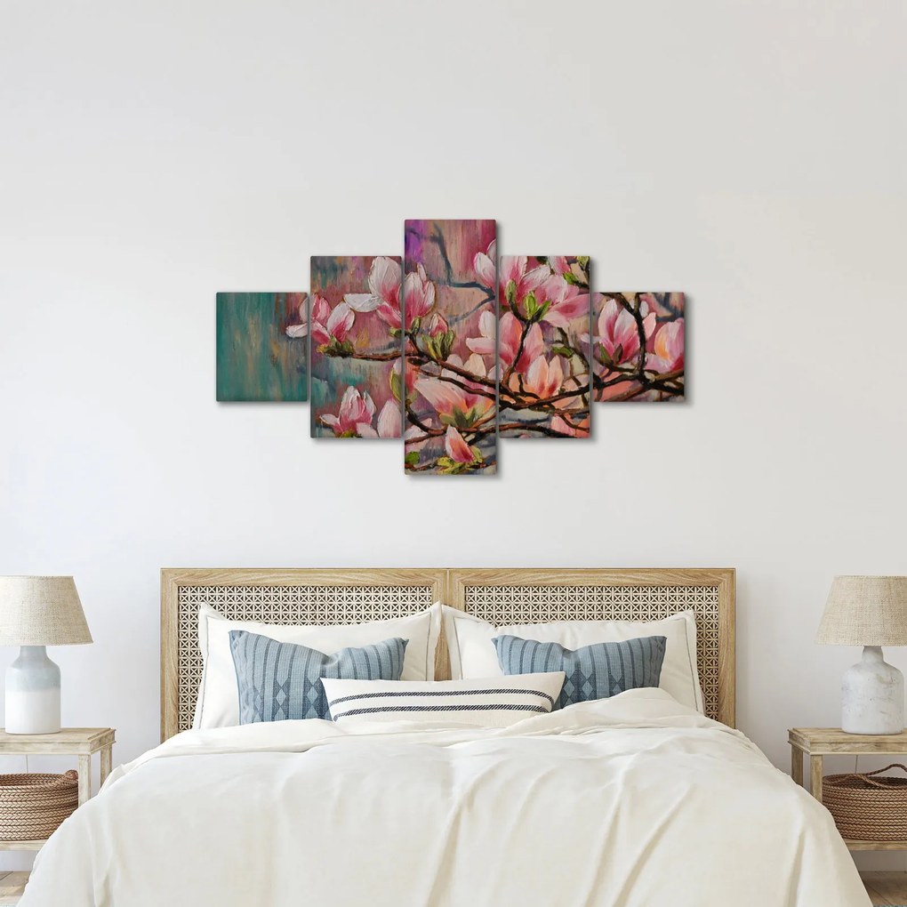 Obraz - Obraz olejny, Kwitnąca sakura (125x70 cm)
