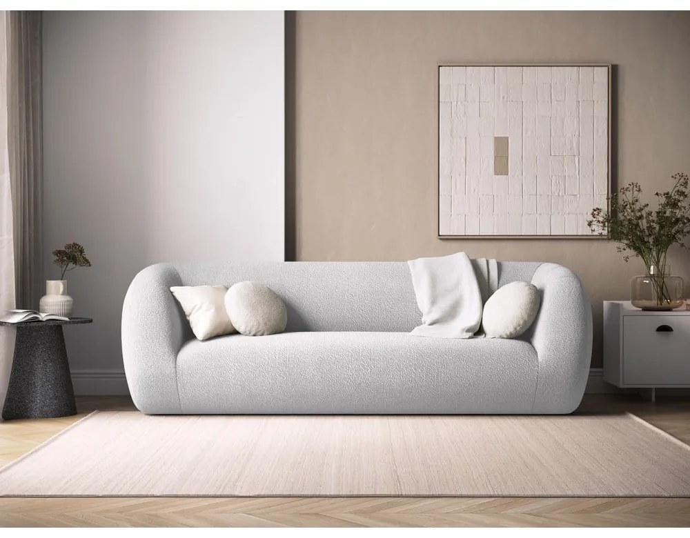 Jasnoszara sofa z materiału bouclé 230 cm Essen – Cosmopolitan Design