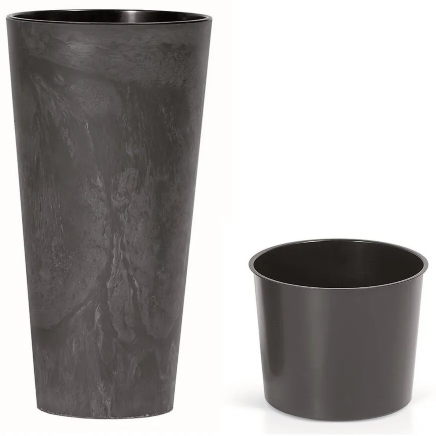 Doniczka TUBUS SLIM BETON EFFECT z wkładką 30 cm, antracytowy, 30 cm