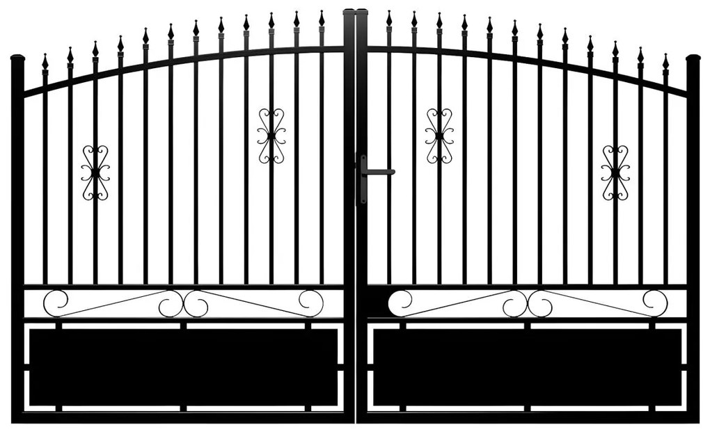 Brama wjazdowa rozwierna NERBIS z aluminium w kolorze czarnym – 350 × 160/180 cm (szer. × wys.)