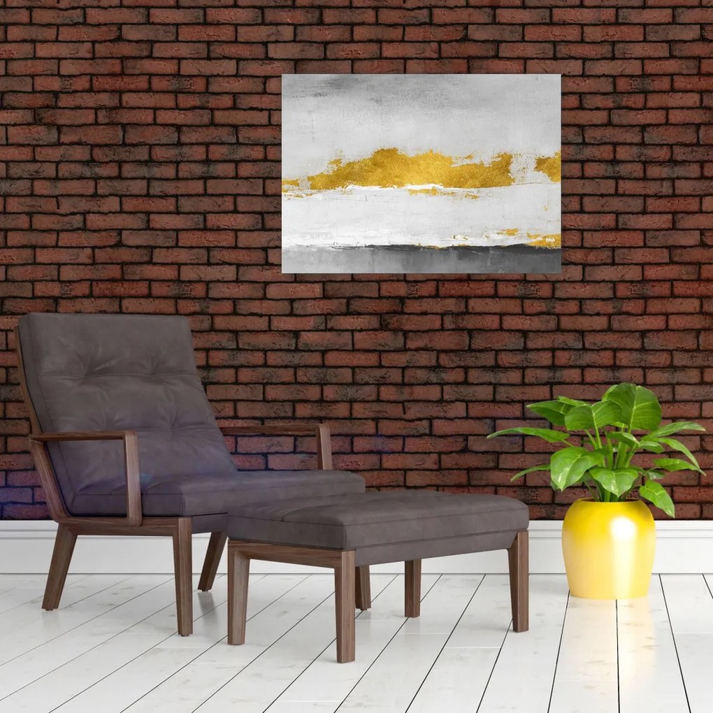Obraz - Złote i szare pociągnięcia (70x50 cm)