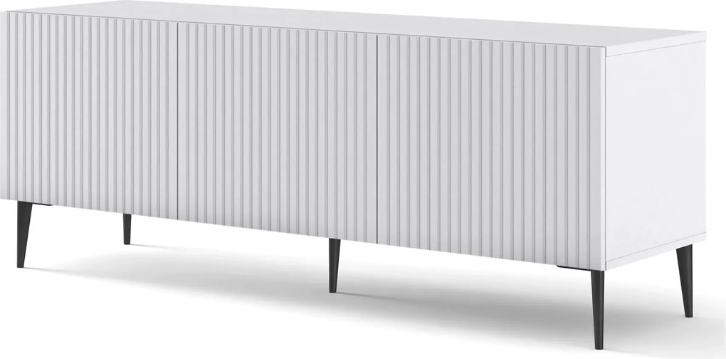 Biała szafka rtv z lamelami 150 cm L9-N18