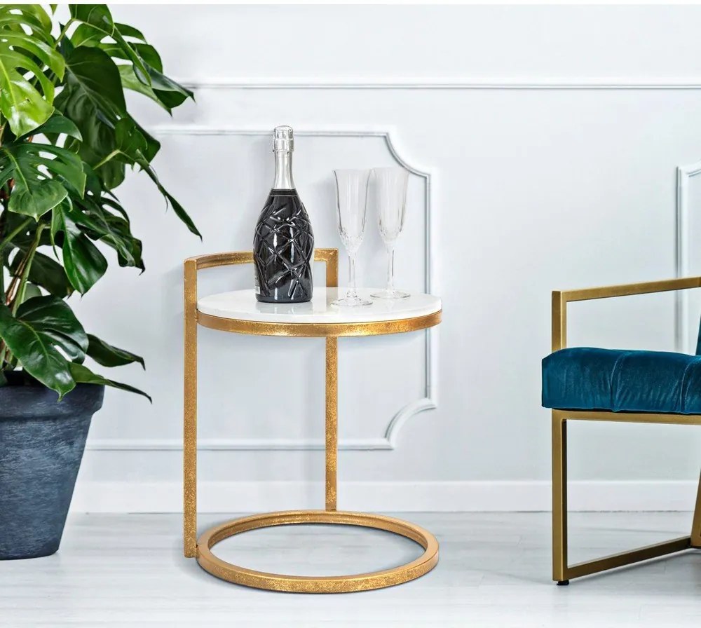 Okrągły stolik z marmurowym blatem ø 40,5 cm Round Marble – Mauro Ferretti