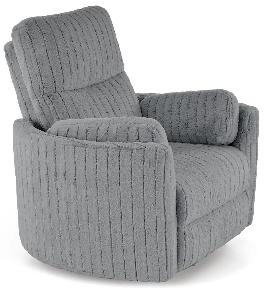 Fotel wypoczynkowy, obrotowy, elektrycznie rozkładany, bujany PEGAS popiel