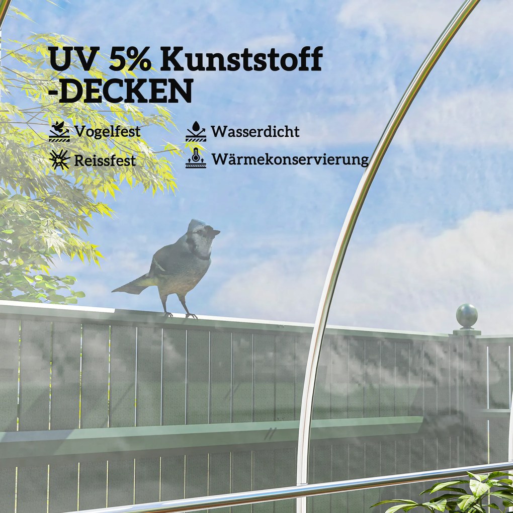 Outsunny Pokrywa szklarniowa z plastiku, Ochrona roślin, Odporna na UV i Wodę, 8 x 10 m