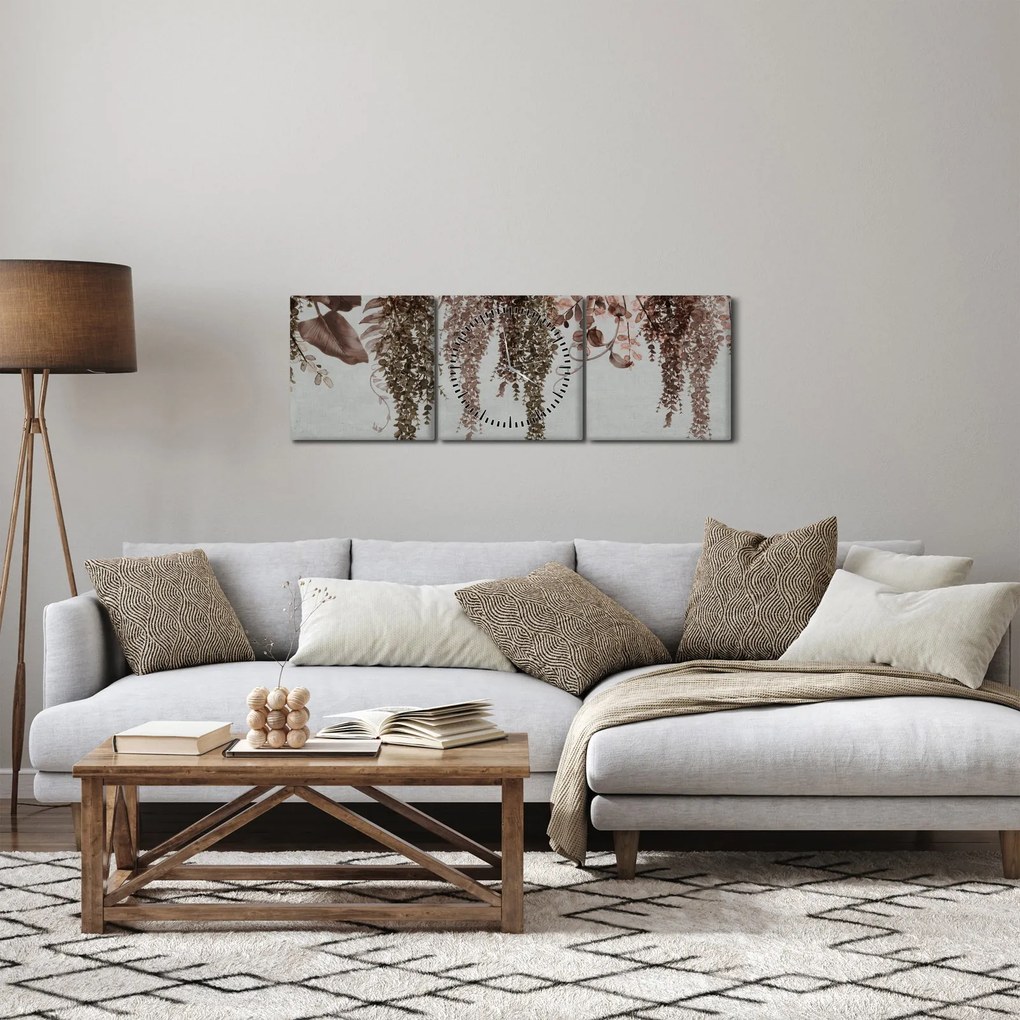 Obraz - Rośliny (z zegarem) (90x30 cm)