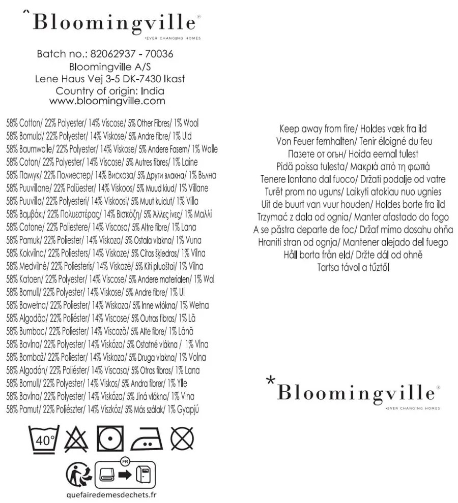 Niebiesko-beżowy koc z bawełny z recyklingu 130x160 cm Ethan – Bloomingville