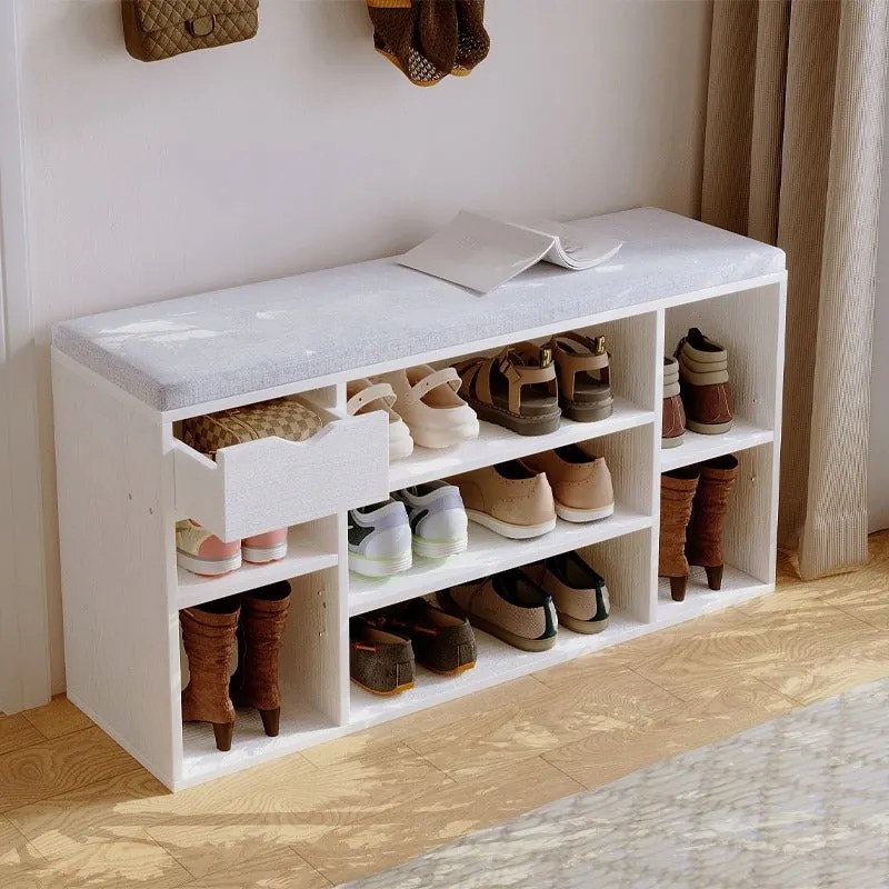 Szafka na buty z siedziskiem loft biała ławka przedpokój nowoczesna