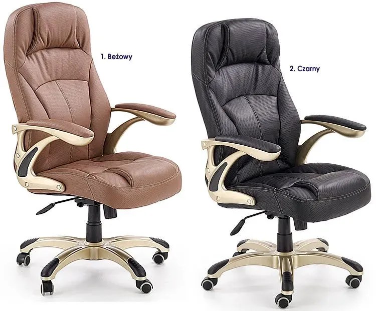 Ergonomiczny jasnobrązowy fotel obrotowy z ekoskóry - Mantis