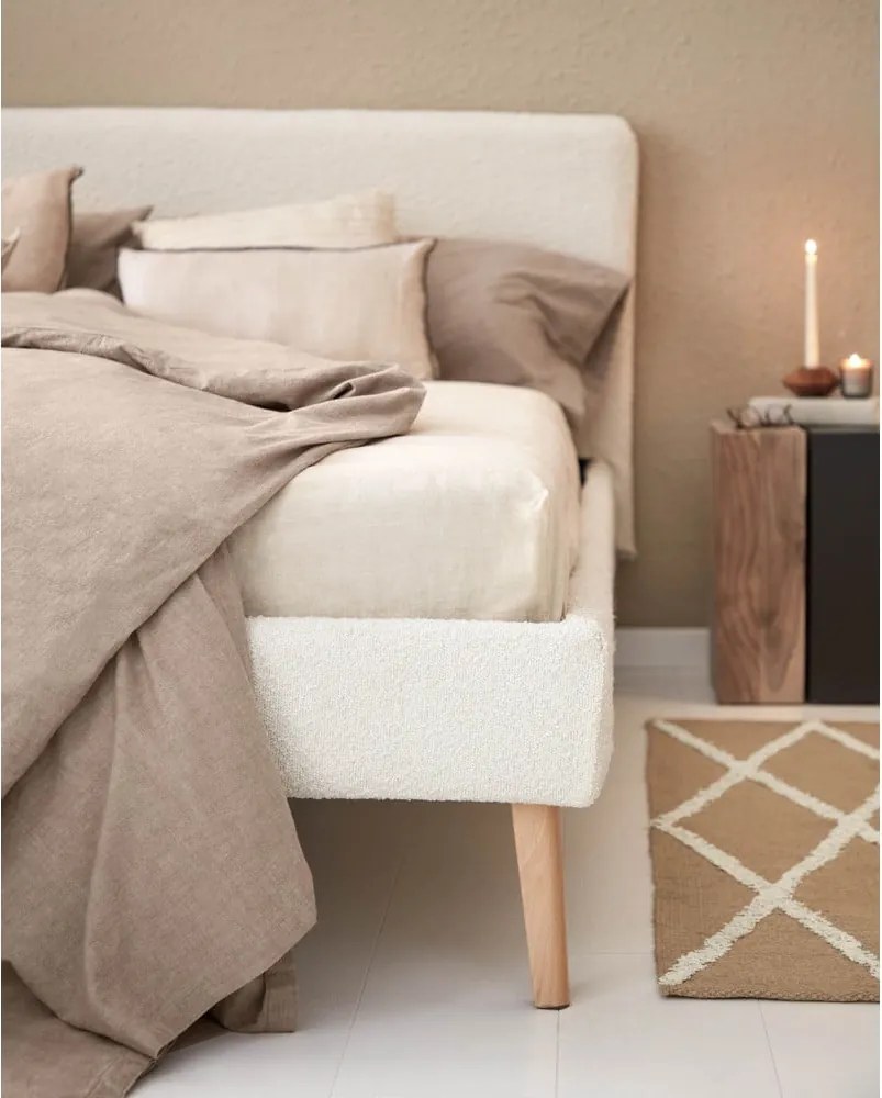 Jasnoszare łóżko dwuosobowe Kave Home Lydia, 160 x200 cm