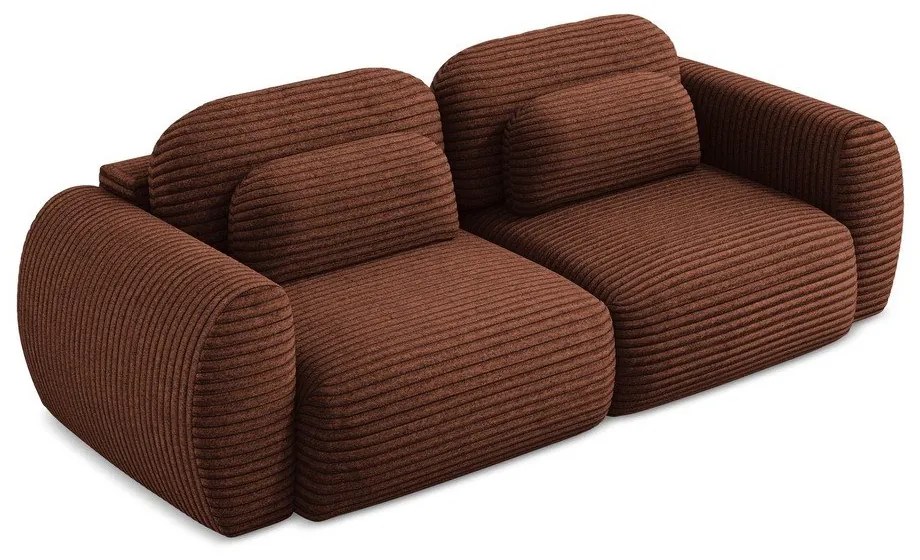 Sztruksowa rozkładana sofa w kolorze terakoty ze schowkiem266 cm Kini – Makamii