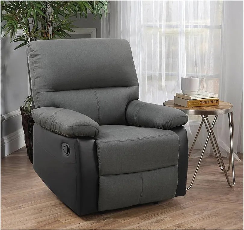 Poltrona de relaxamento "Lincoln" - 90 x 89 x 103 cm - Preto/Cinza escuro