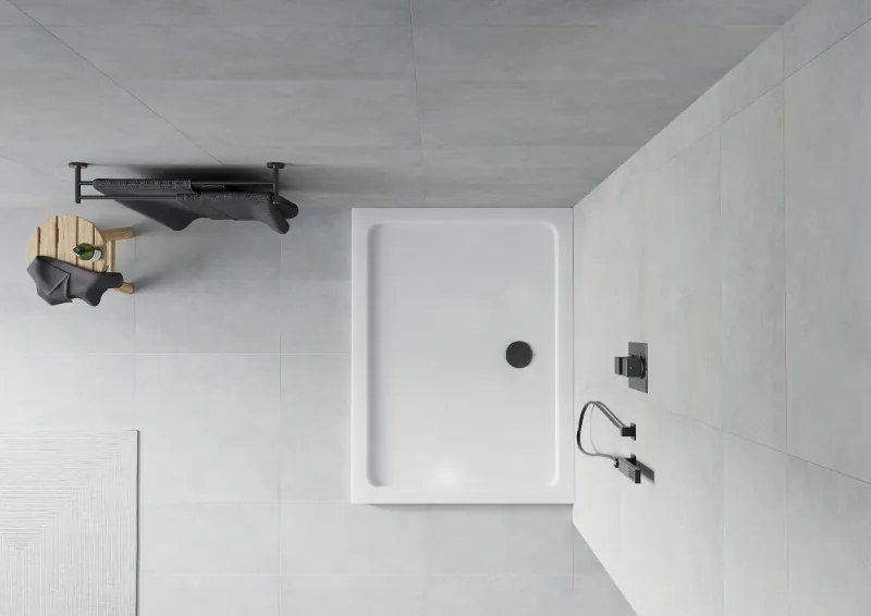 Mexen Flat brodzik prostokątny slim 100 x 90 cm, biały, syfon czarny - 40109010B