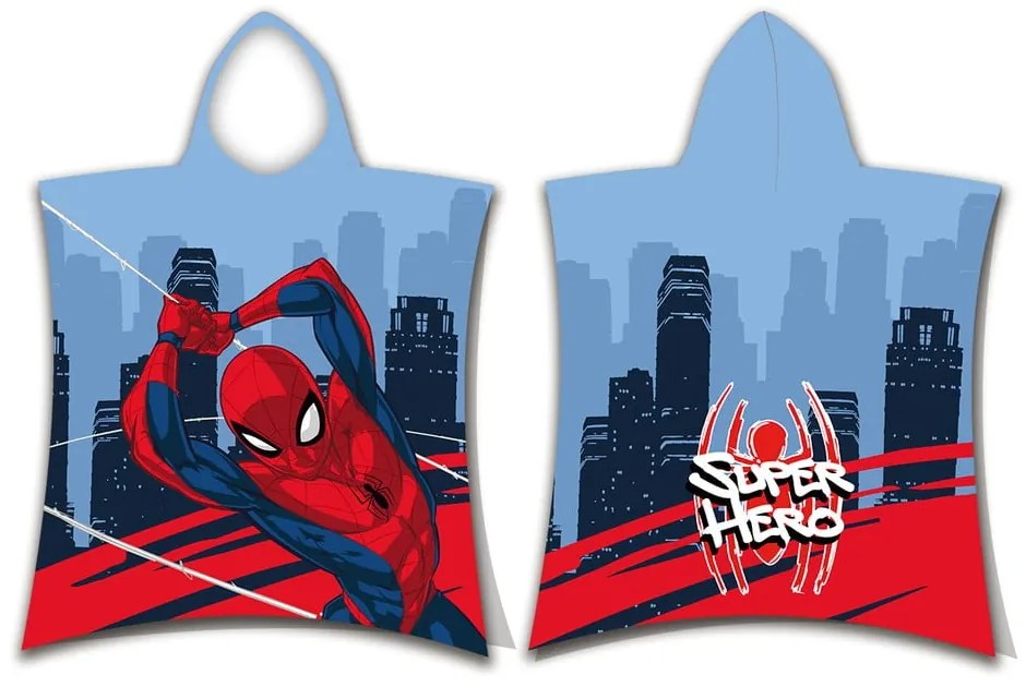 Czerwono-niebieskie ponczo dziecięce frotte Spider-Man – Jerry Fabrics