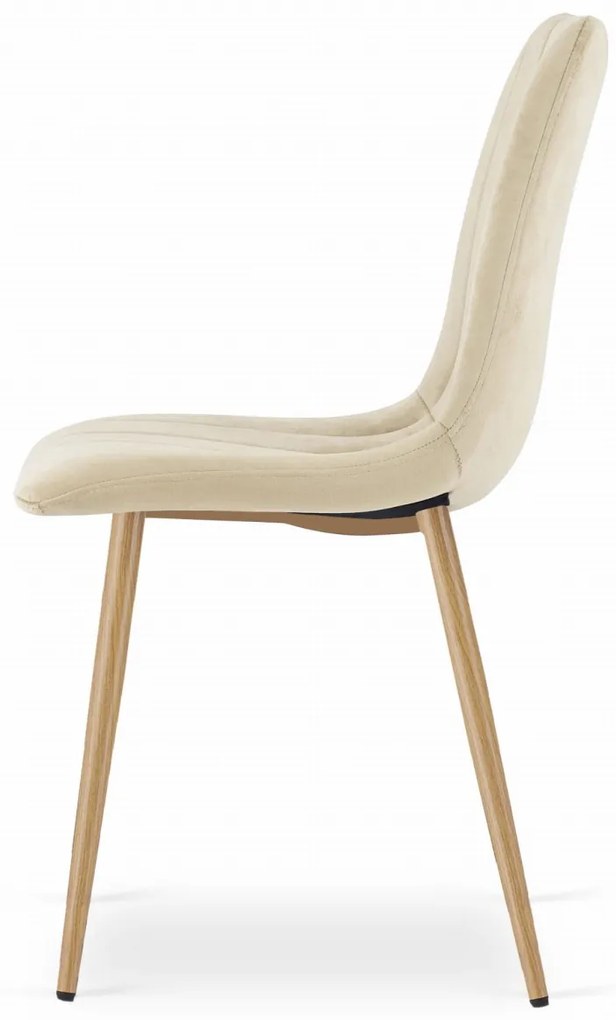 Zestaw jadalniany 1 + 4, biały stół jadalny ADRIA 120x80 cm + kremowe aksamitne krzesło LAVA