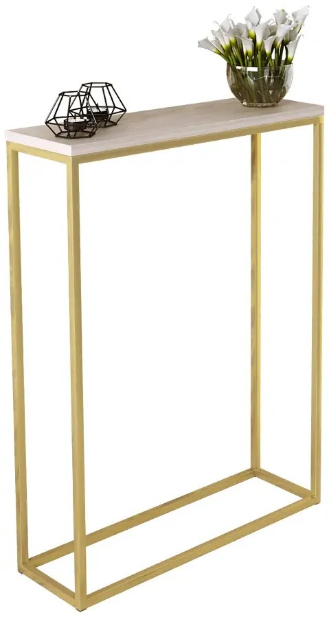 Minimalistyczna konsola złoty + dąb sonoma - Carello 6X
