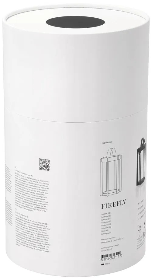 Czarny zewnętrzny lampion LED na USB (wysokość 30 cm) Firefly – Zone