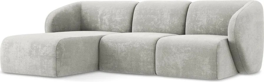 Jasnoszary narożnik z tkaniny szenilowej (lewostronny/z szezlongiem) Lani – Makamii