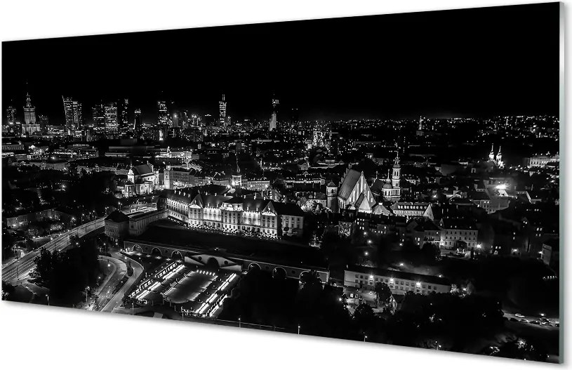Panel nad Blat Kuchenny Nocna Panorama Warszawskich Drapaczy Chmur