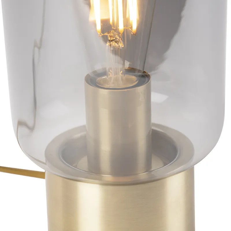 Designerska lampa stołowa mosiądz z dymionym szkłem - Bliss CuteDesignerski Oswietlenie wewnetrzne