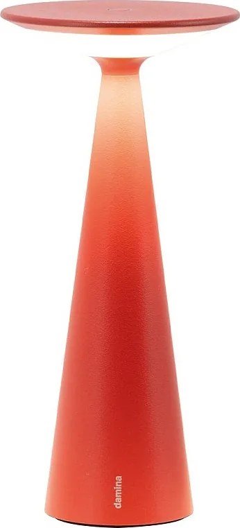 Zafferano Damina lampa stołowa LED, akumulatorowa, dotykowy ściemniacz, 8h pracy, IP65, czerwone aluminium, bezprzewodowa