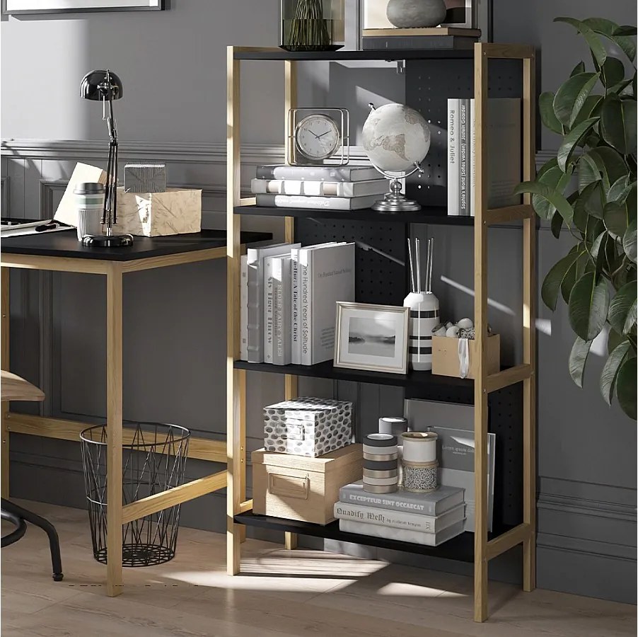 Półka stojąca czarny 63x28x120 elvia