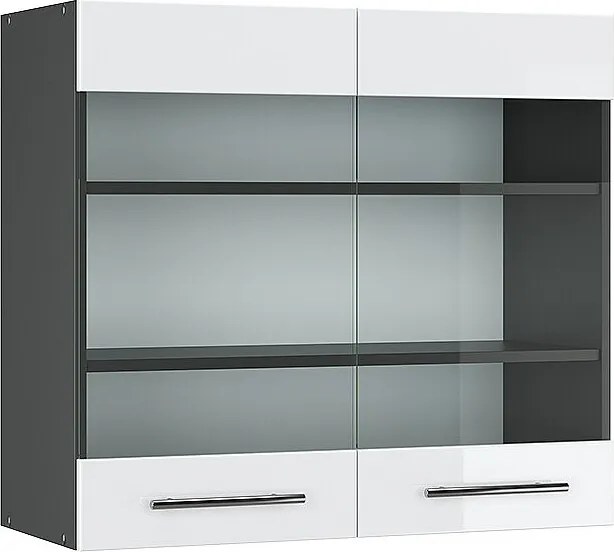 Szklana szafka kuchenna biały wysoki połysk 80x34.1x72 fame-line