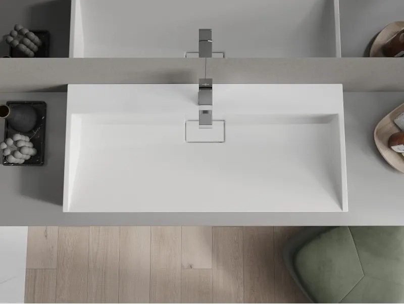 Mexen Ava umywalka nablatowa z konglomeratu 1/O 100 x 46 cm, biała - 23011001