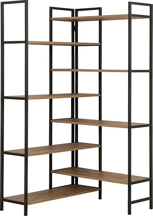 Elegancki regał z metalu i płyty wiórowej – 94 x 177 x 94 cm – sosna atlantycka i czerń