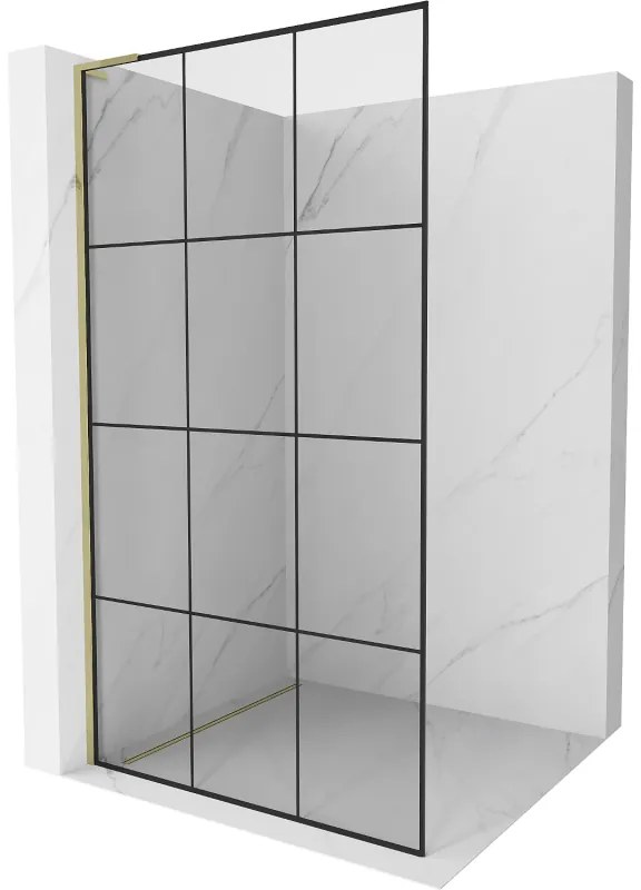 Mexen Kioto L ścianka prysznicowa Walk-in 110 x 200 cm, czarny wzór, złota - 800-110-103-50-77