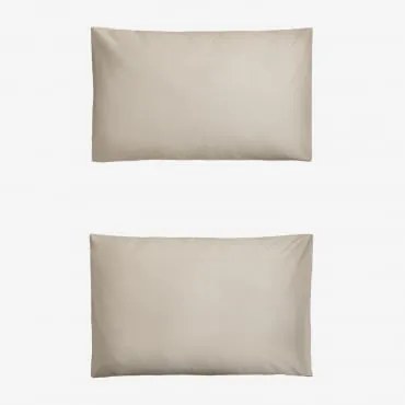 Pack 2 Poszewek Na Poduszki Z Satyny 300 Nitek Sampras Nude Beżowy & 50 X 75 Cm - Sklum