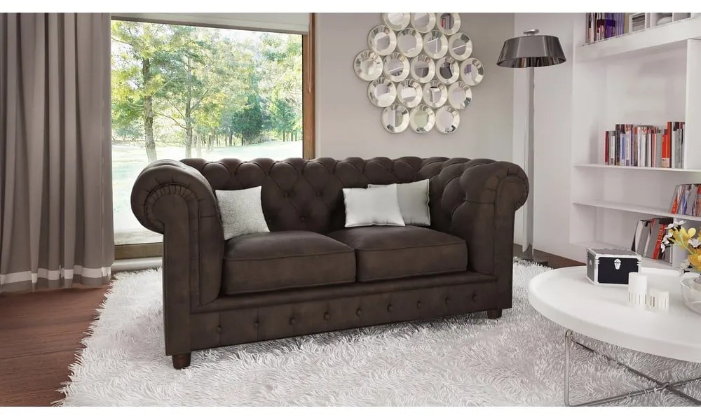 Ciemnobrązowa aksamitna sofa 184 cm Cambridge – Ropez