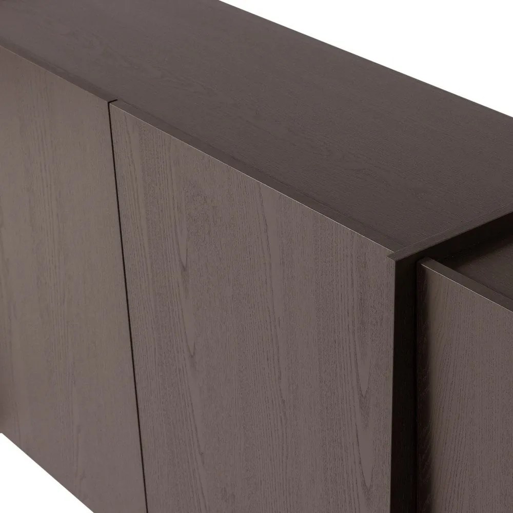 Ciemnobrązowa komoda w dekorze jesionu 200x85x44 cm Brock – WOOOD