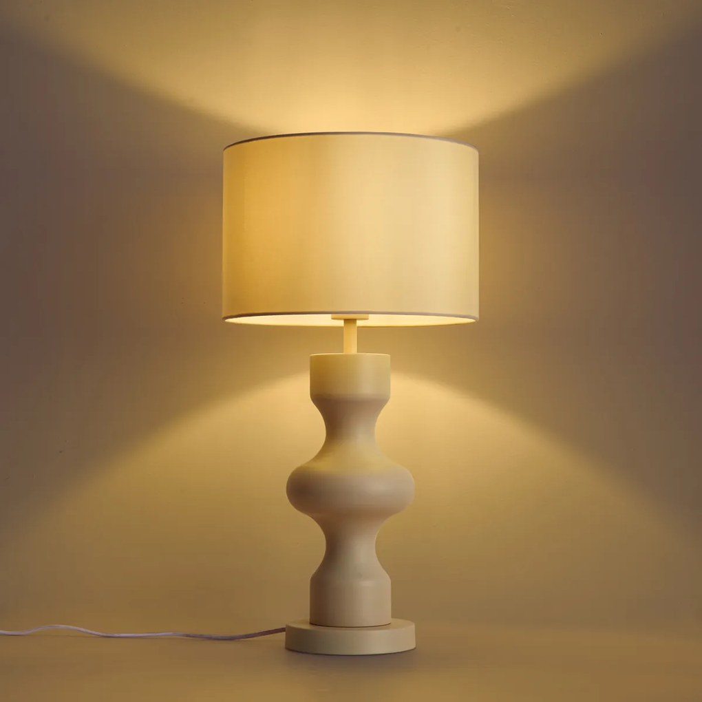 Lampa stołowa retro beżowa z abażurem z tkaniny - Captain