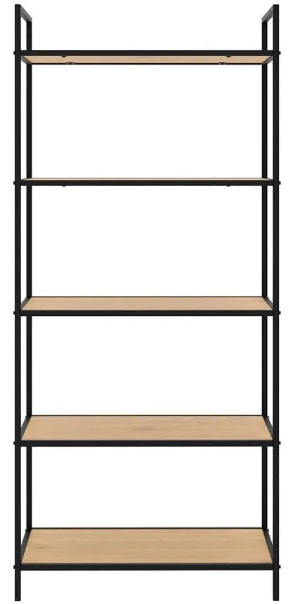 Czarno-naturalny regał w dekorze dębu 70x156x35 cm Altino – Unique Furniture