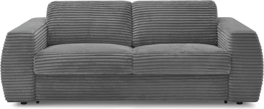 Ciemnoszara sztruksowa sofa do spania/rozkładana 220 cm Hugo – Bobochic Paris