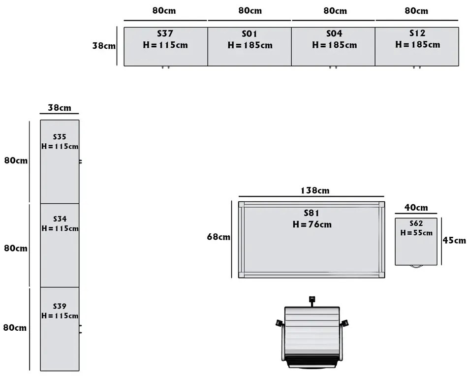 Biały zestaw mebli biurowych zamykanych na kluczyk T0-A72