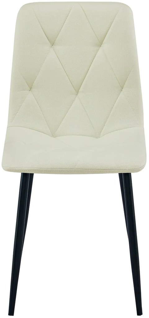 Beżowe krzesło tapicerowane z czarnymi nogami D0-M97