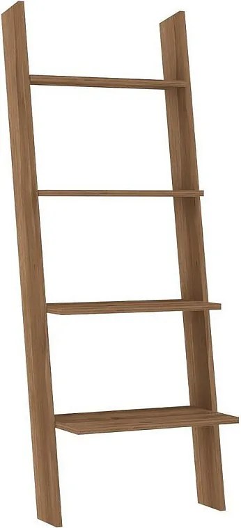 Skandynawski regał na książki – 56 x 150 x 30 cm – orzech – płyta wiórowa