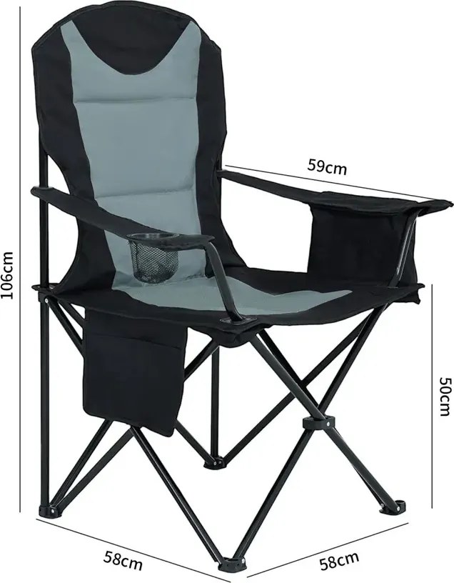 Składane krzesło kempingowe czarny + szary F5-F91