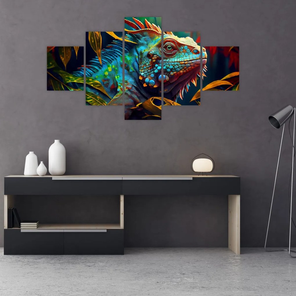 Obraz - Kolorowa iguana (125x70 cm)