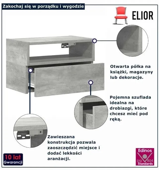 Szafka nocna minimalistyczna szary beton G0-Z30